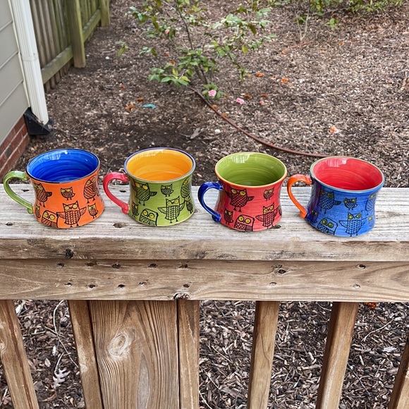 Pier 1 Imports stacking colorful owl mug set - Picture 4 of 4